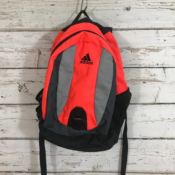 orange and black adidas backpack